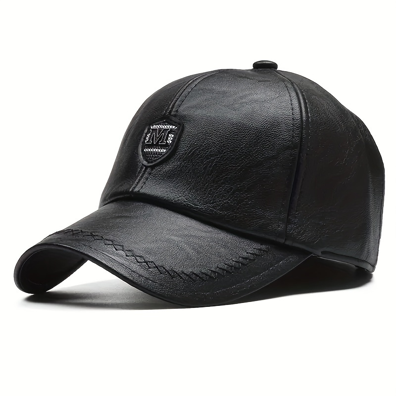 

1pc Men's British Pu Leather Baseball Cap Adjustable Summer Breathable Casual Hat Spring/autumn/spring Summer, Ideal Choice For Gifts