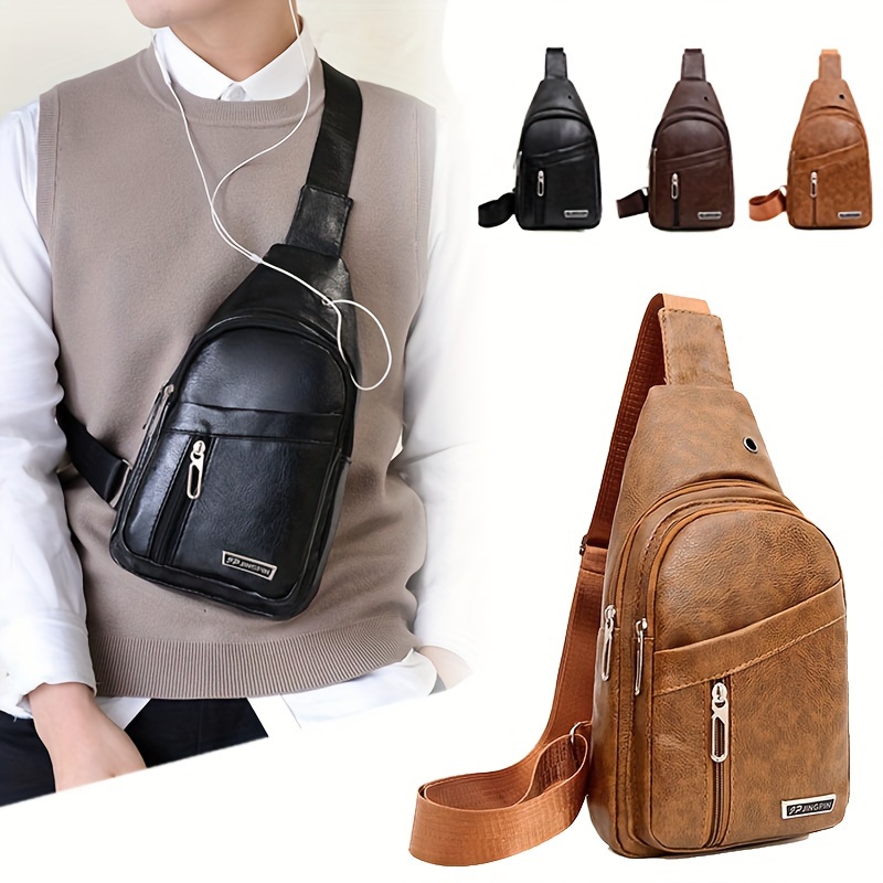 Pvc Material Cross Body Bag Shoulder Bag Outdoor Sports Leisure Trendy Men's  Backpack - Temu