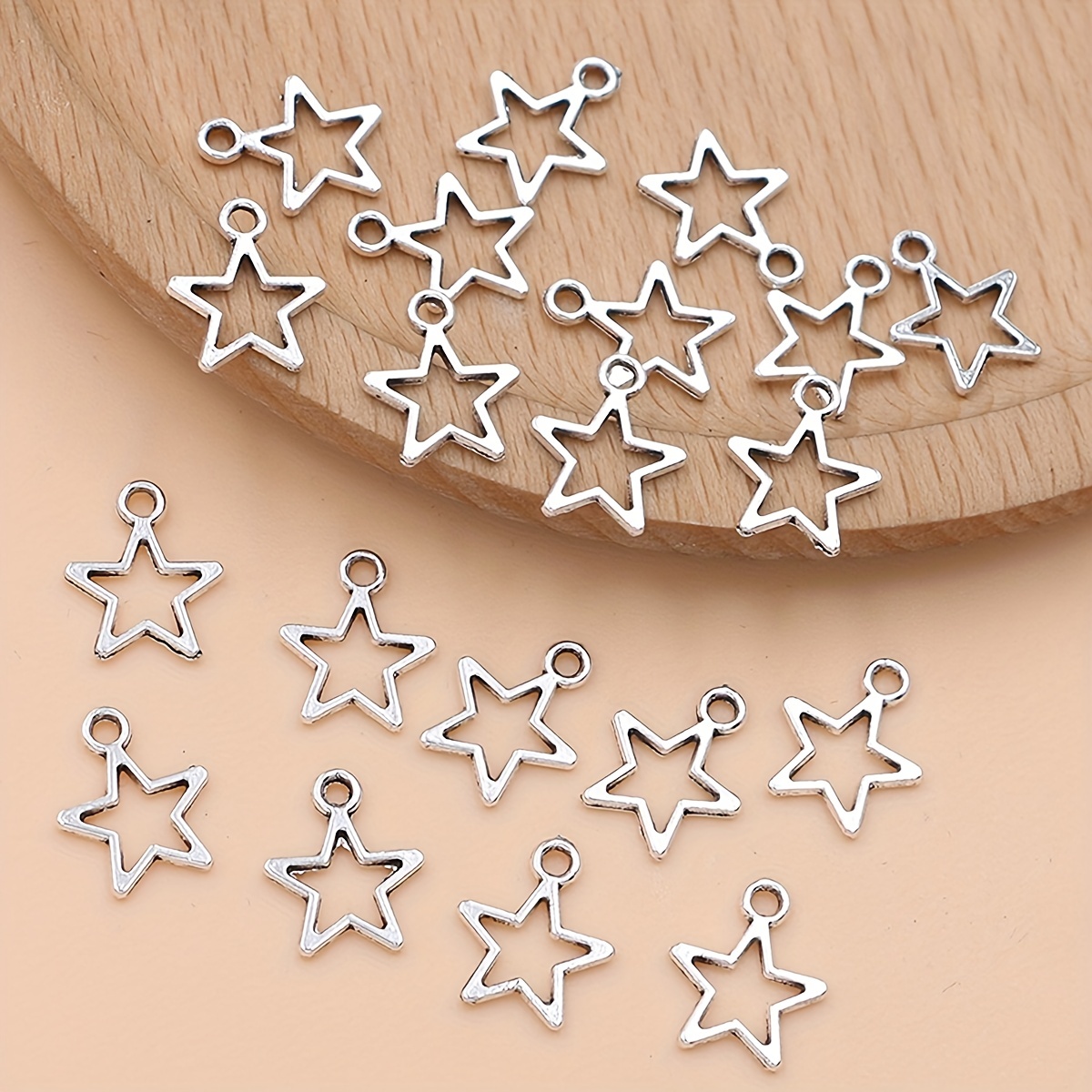 20pcs Silver Plated Star Charm Hollow Vintage Pendant Y2K Charms For  Jewelry Making Earrings Necklace DIY Bracelet Accessories