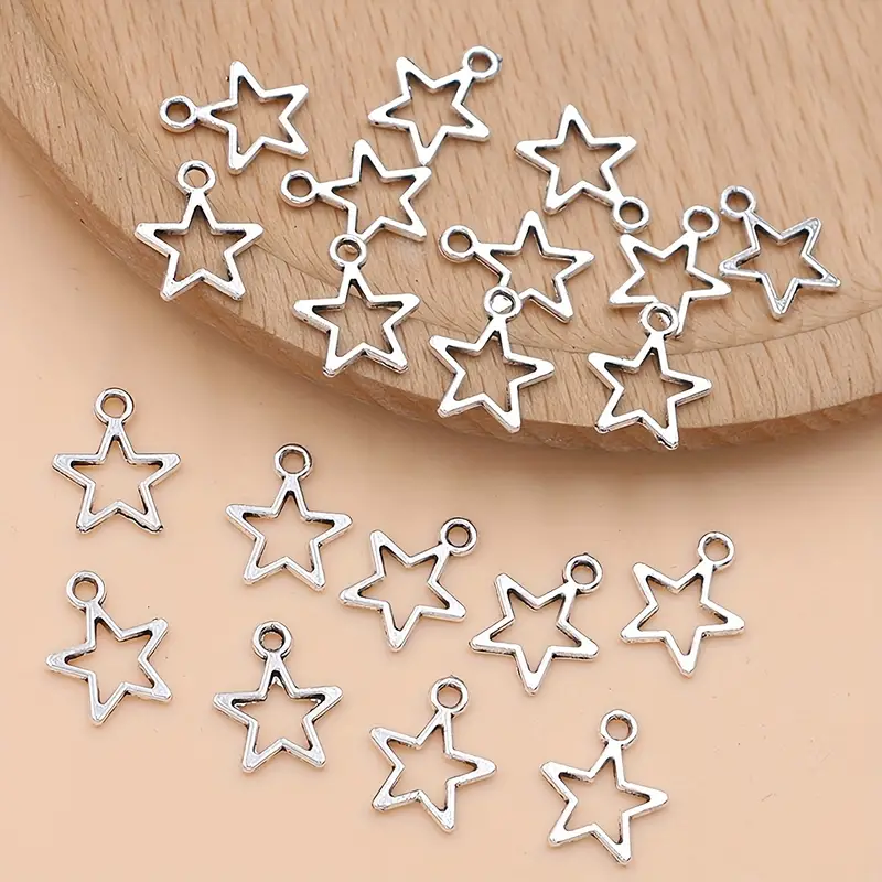 20pcs Silver Plated Star Charm Hollow Vintage Pendant Y2K Charms For  Jewelry Making Earrings Necklace DIY Bracelet Accessories