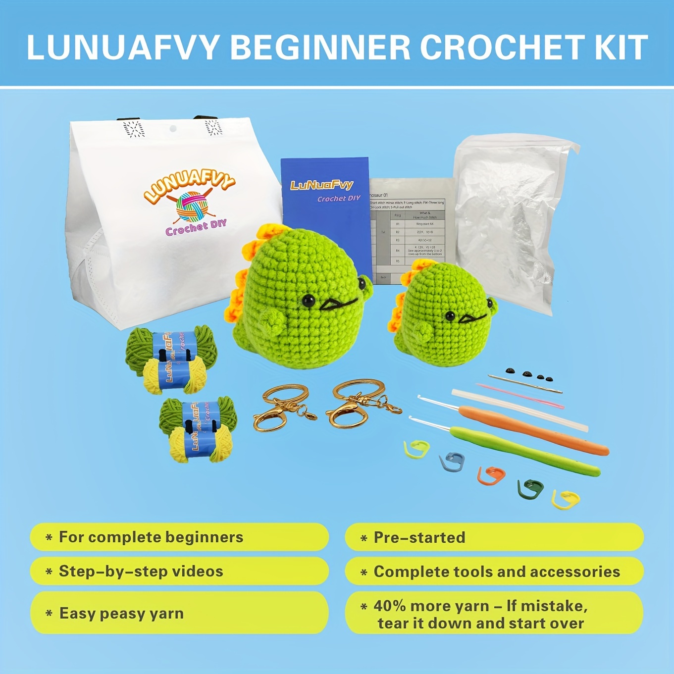 New Crochet Material Package Contains English Instruction Manual, Beginner  Crochet Yarn Kit For Adults, Knitting Handmade Diy Cartoon Doll For  Beginners - Temu