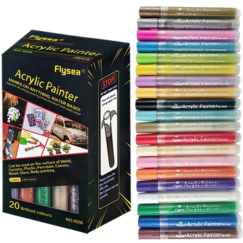 Flysea 18 Colors Acrylic Paint Pens Soft Brush Tip - Temu