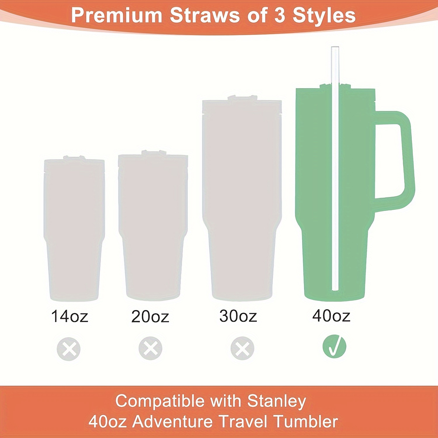  8 PCS Stainless Steel Straw for Stanley 40oz Adveture