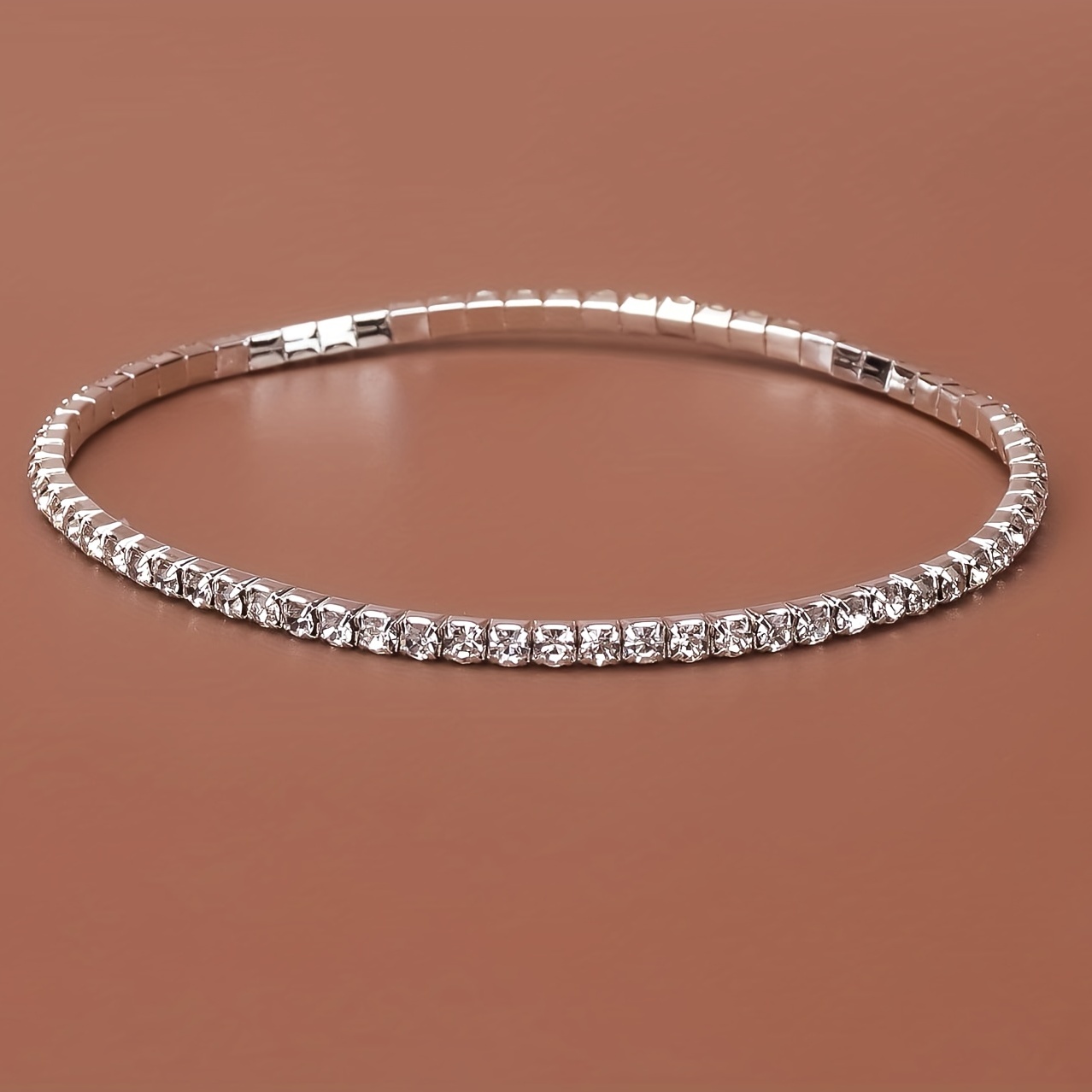 Rhinestone Claw Chain Single Anklet, Silver Plated