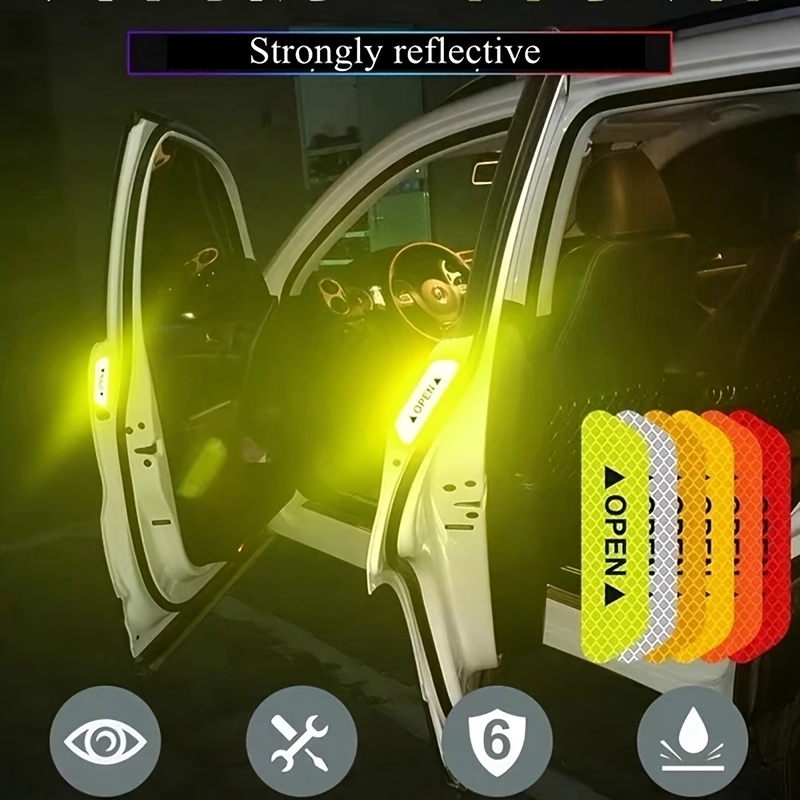 Autocollant Fluorescent vert pour porte de voiture, 4 pièces