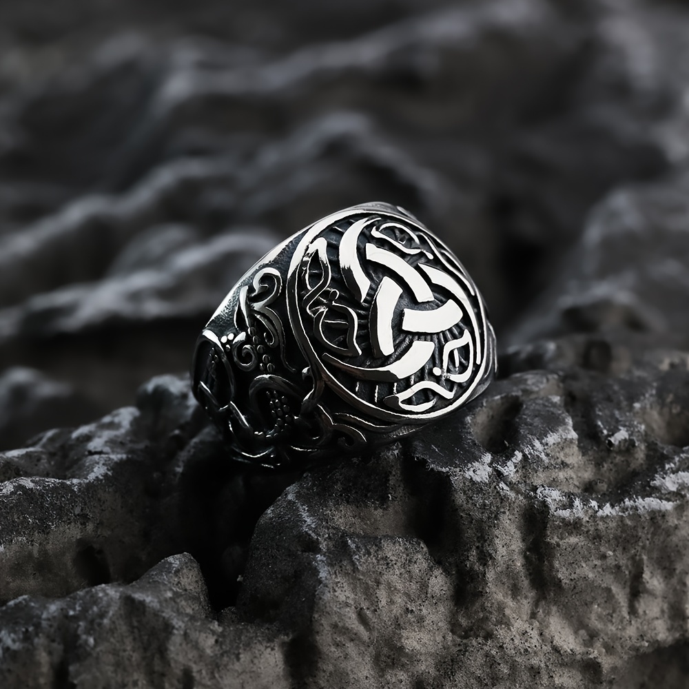 Viking Celtic Knot Rune Stainless Steel Rings Gold / US 13