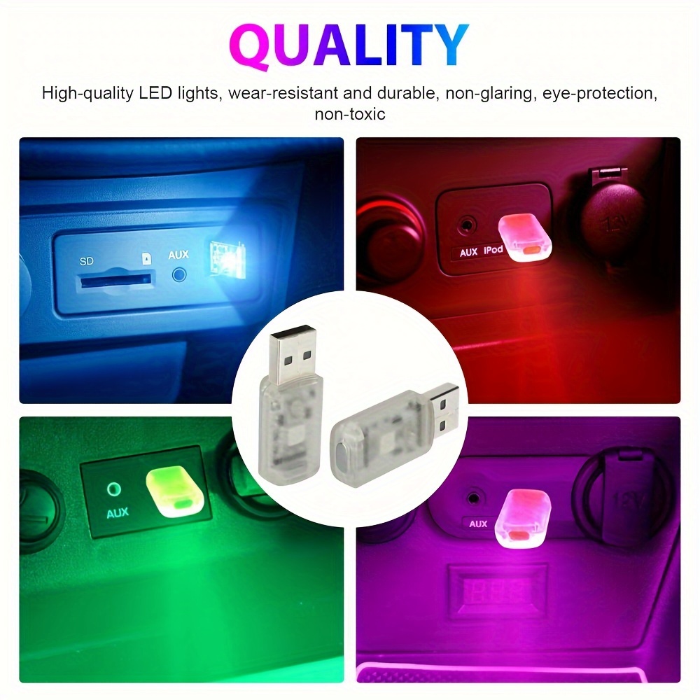 1pc/3pcs USB LED Mini RGB Car Interior Light Neon Atmosphere Ambient Lamp  Accessories