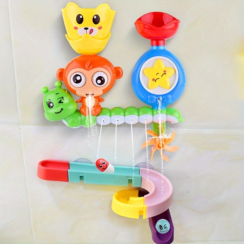 8 juguetes de baño para bebés para niños pequeños, juguete de agua con  rociador de pato, chorros de baño, barco, red de pesca, bañera de ducha