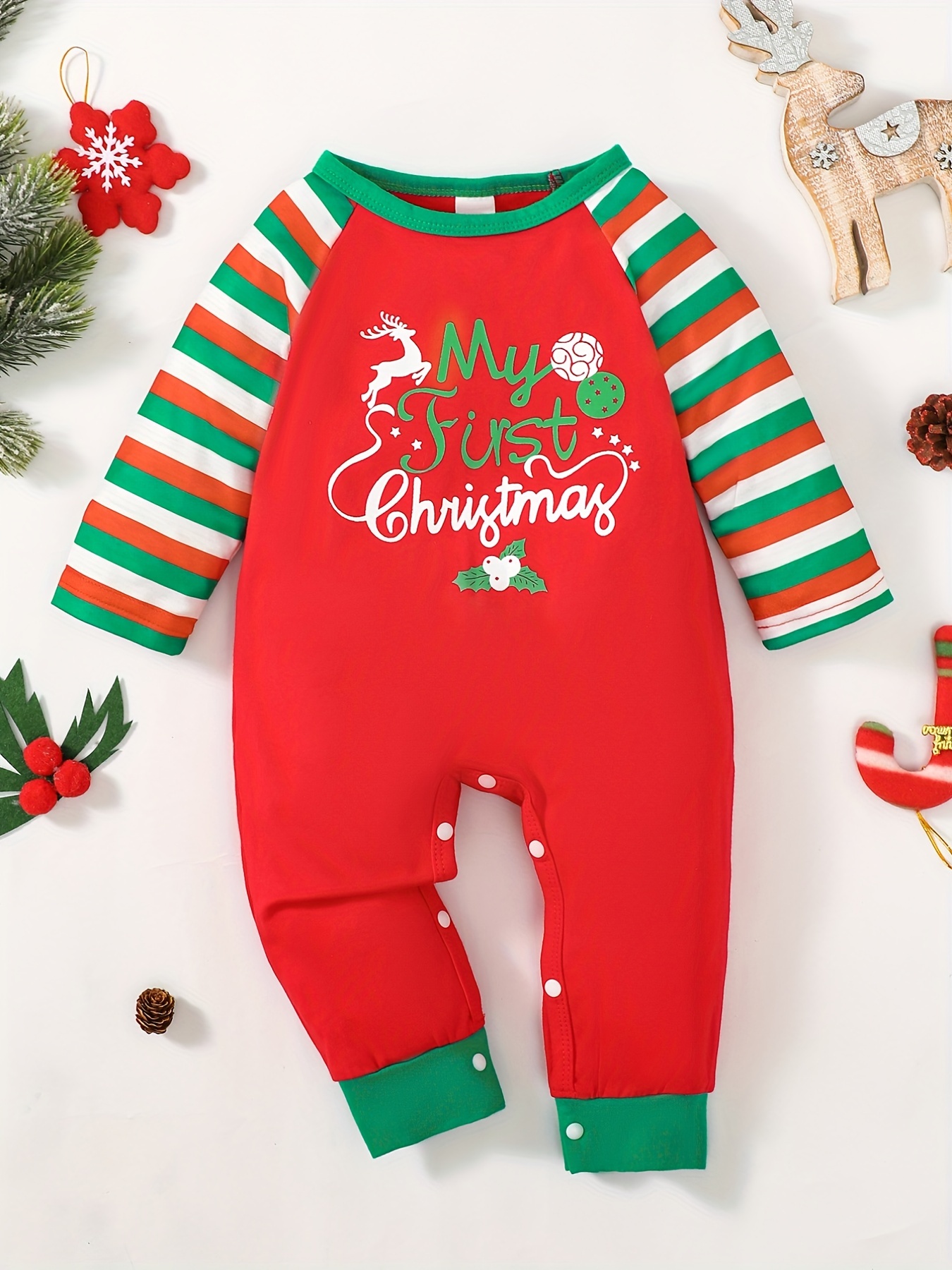 Christmas Baby Cotton Bodysuits Merry Christmas Colorful - Temu