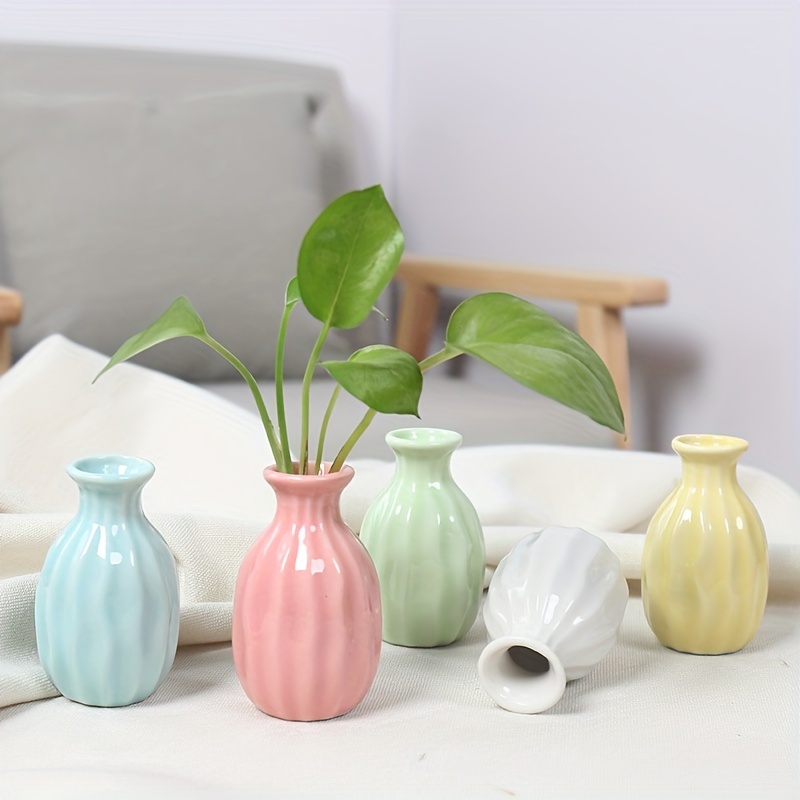 

1pc, Small Fresh Ceramic Small Vase Modern Simple Flower Insert Fake Flower Dried Flower Living Room Table For Indoor Home Decoration
