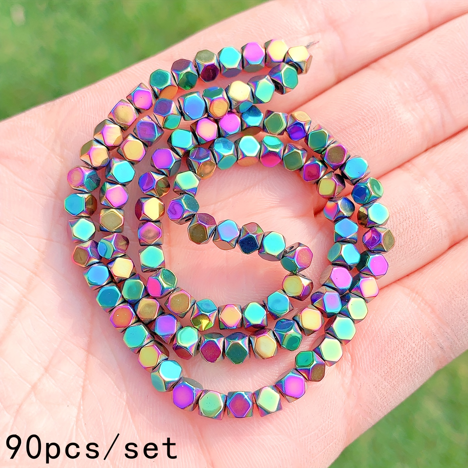 Ab Color Natural Beads Faceted Cube Loose Spacer Beads - Temu