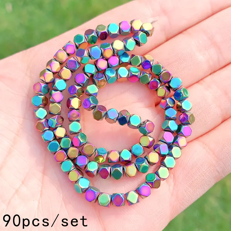 3mm/4mm 1 Set AB Color Natural Beads, Faceted Cube Loose Spacer Beads For  Bracelet Necklace Women's Jewelry Accessories