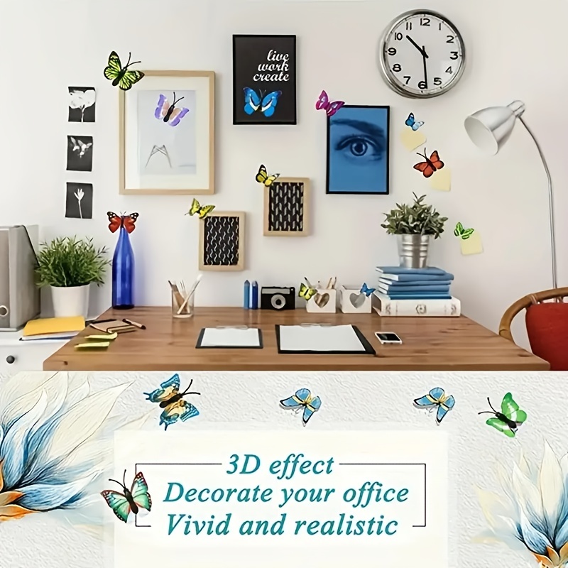 20pcs 3D Simulated Butterfly Push Pin Creative Decorative Flower Cork Board Pin