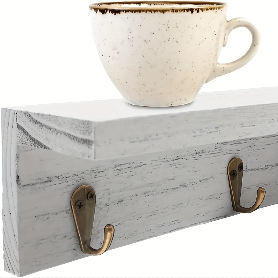 2er Set Kaffeebecherhalter Für Die Wand – Mit 8 Haken, Rustikales Design, Grau