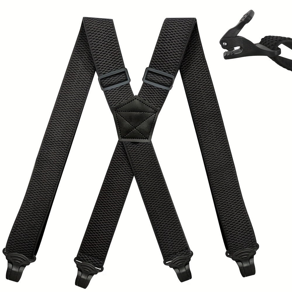 

1pc Airport Friendly Suspenders For Men Heavy Duty Big And Tall, 1.5inch Wide X-back 4 Plastic Gripper Clasp Clips, Men's Work Suspenders Trouser Braces, Ideal Choice For Gifts