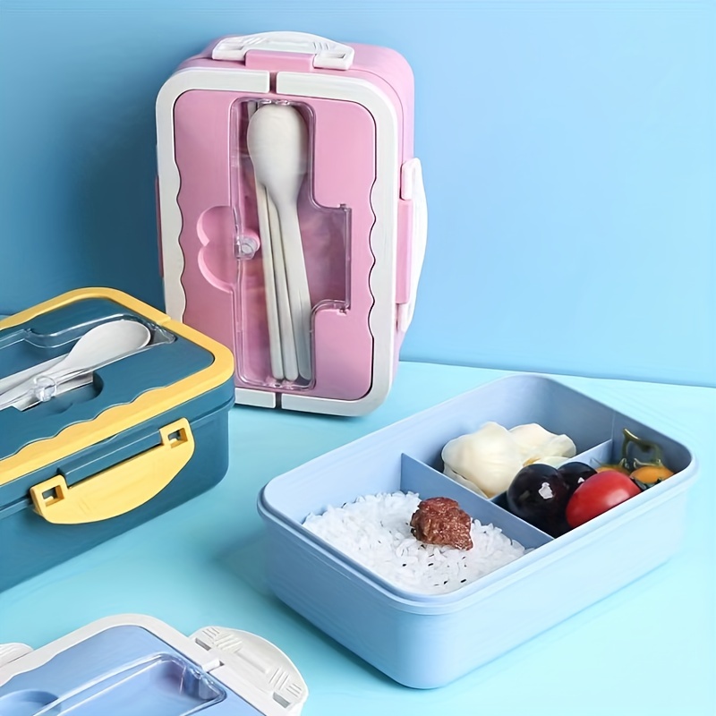 Hot Lunch Box with Spoon Chopsticks Wheat Straw Dinnerware Food