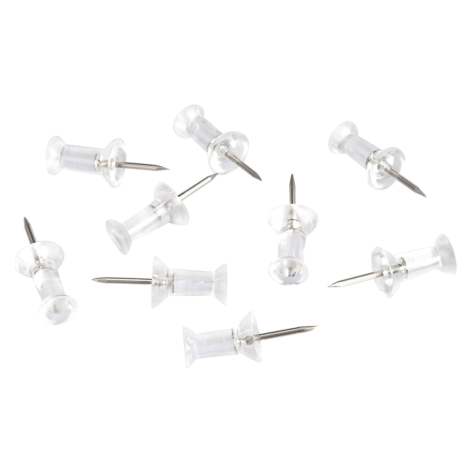 Push Pins Tacks, Clear Plastic Head, Steel Point, 200-Pack