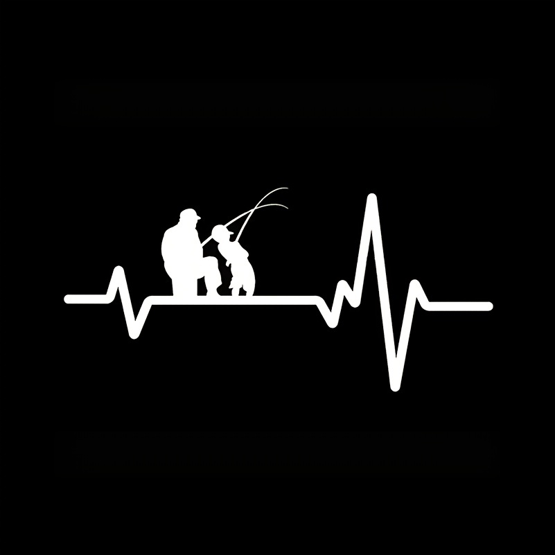 Car Sticker Heartbeat Fishing Father Dad Son Funny Car - Temu Canada