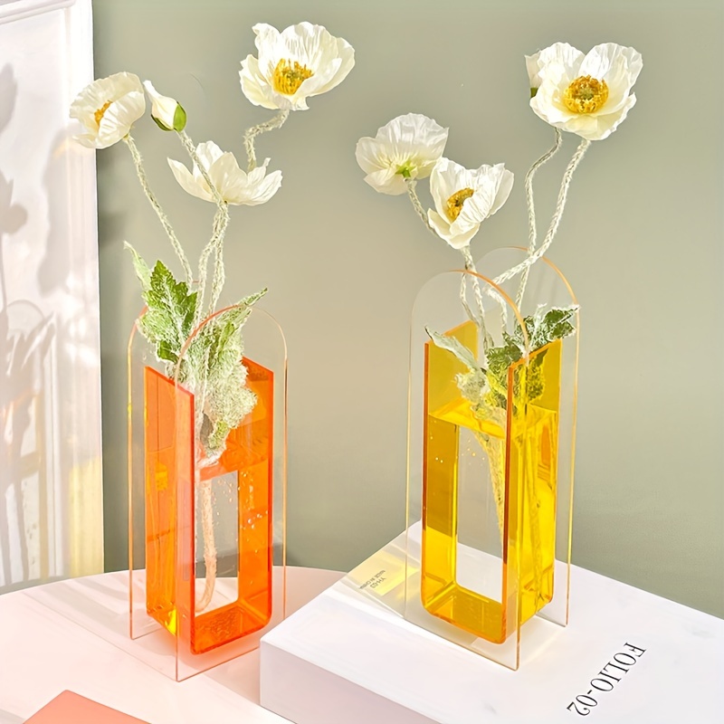 1pc Jarrón Cristal Transparente Diseño Jarrón Flores Vidrio - Temu