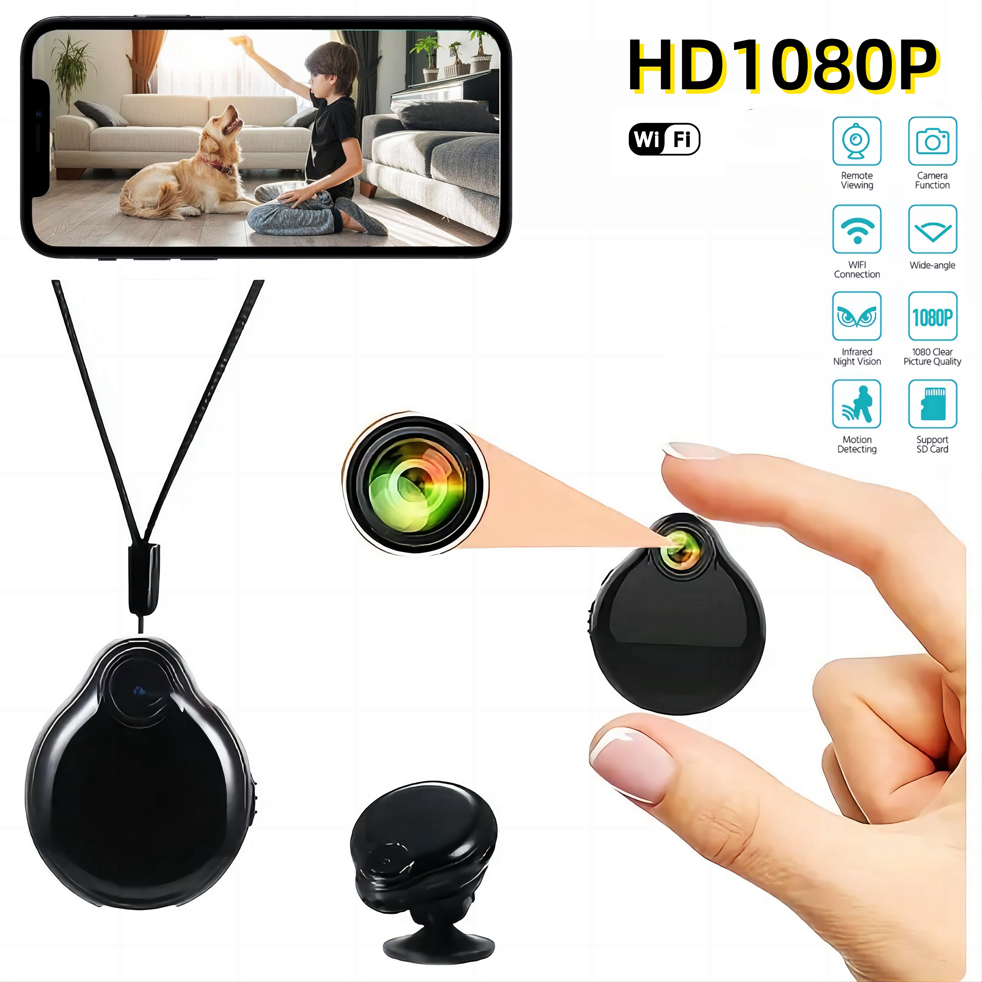 Mini Camera WiFi Wireless Nanny Cam, 1080p HD Home Security Camera,Night  Vision Indoor/Outdoor Small Dog Pet Camera for Mobile Phone Applications in