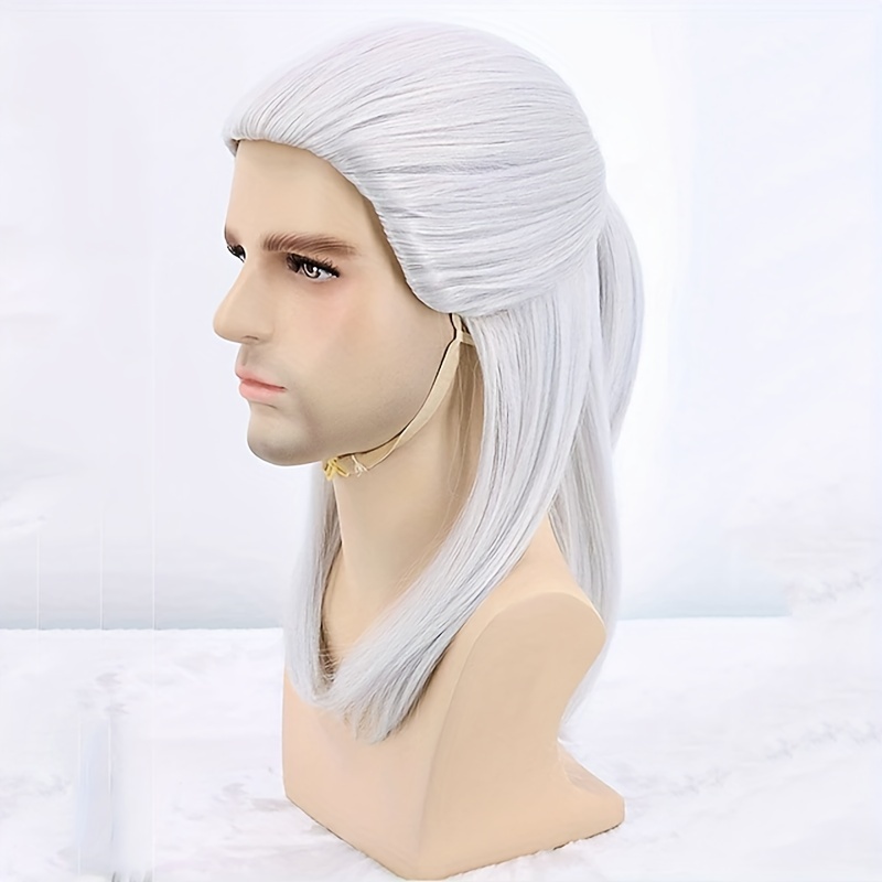 White wig 2024 with ponytail