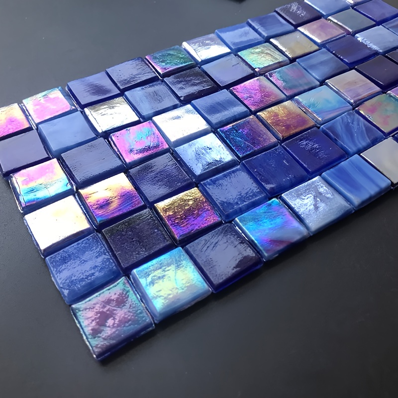 

60pcs Blue Metal Glossy Hot Melt Mosaic Tiles 0.591x0.591inch Shiny Ice Jade, Diy Decorative Material Art Area Painting Material Square Particles Suitable For Creative Project Production