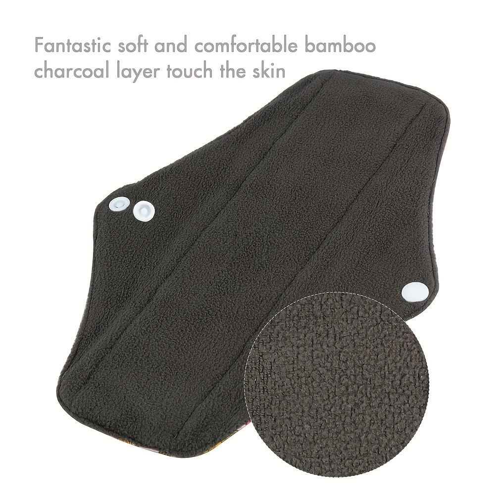 Reusable Charcoal Bamboo Menstrual Pads: Soft Washable - Temu Canada