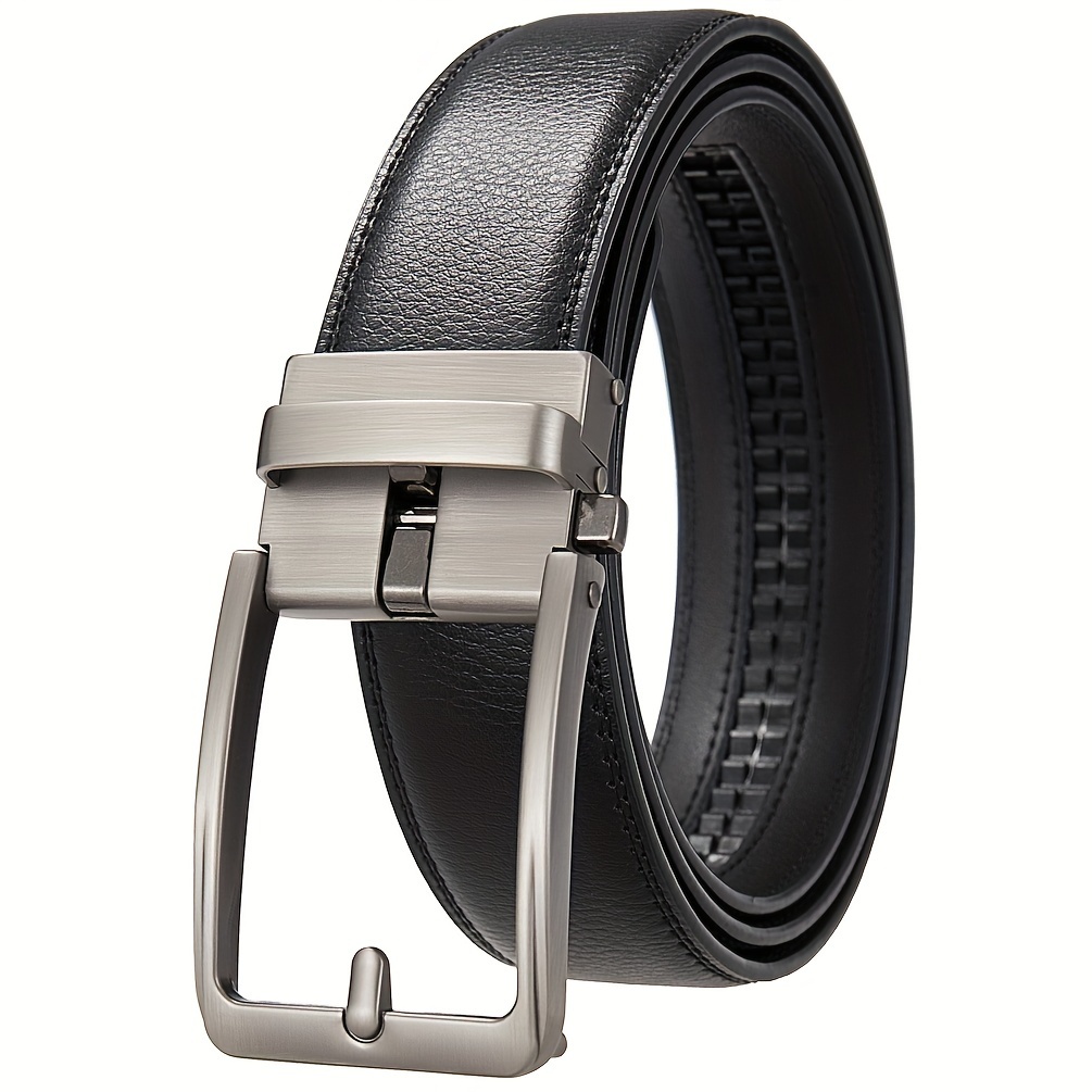 

New Buckle Men's Business Automatic Buckle Belt, Cowhide Genuine Leather Belt