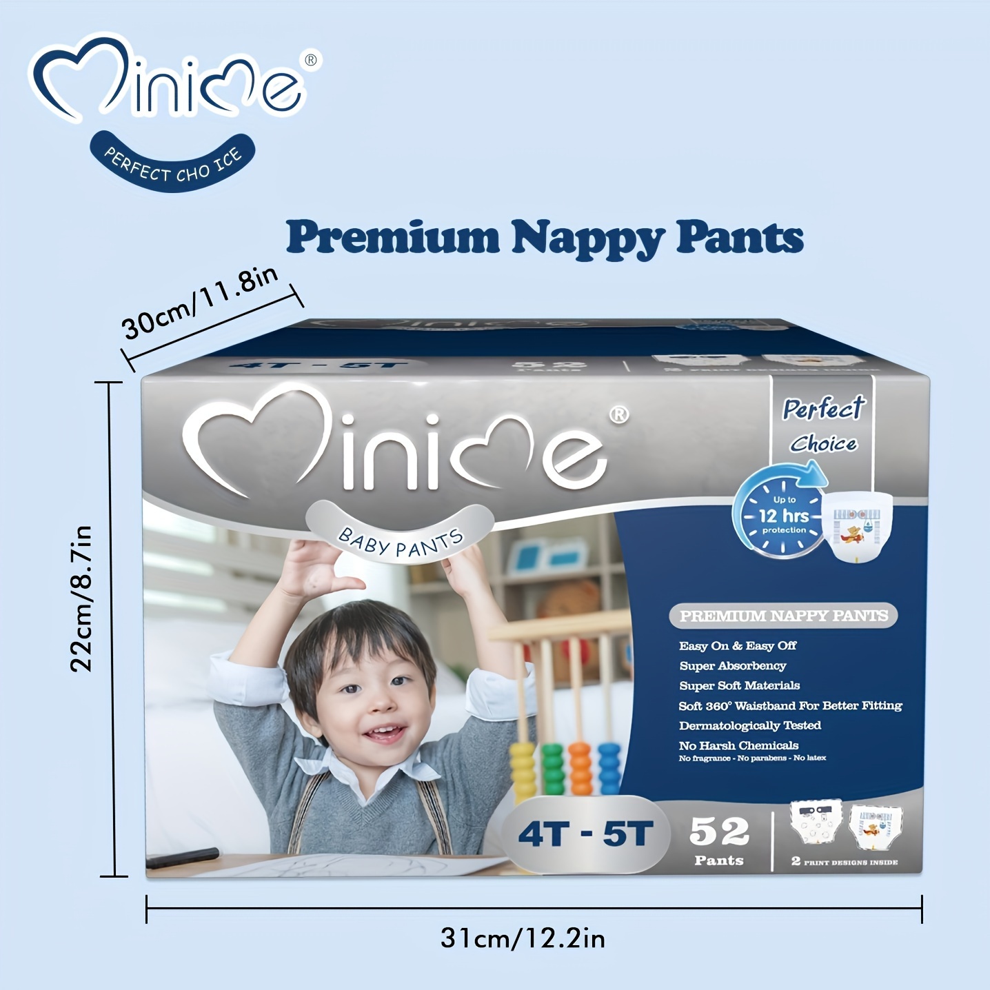 Minime Baby Diaper Training Pants For 6kg+ Full Stretchy Waistband, 3D  Super Absorbent Core, Two Cute Backsheet Designs Available, Triple Leakage  Protection