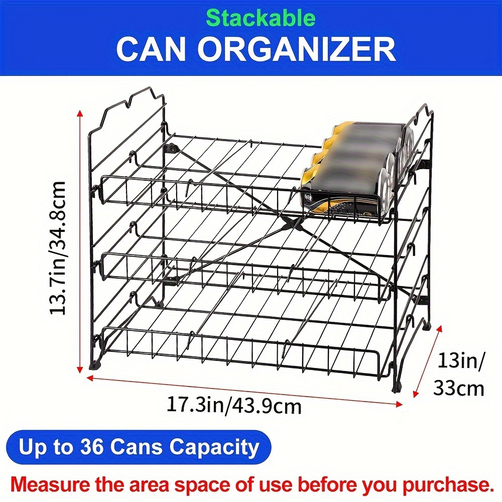 Stackable Can Organizer Holds Upto 36 Cans for Kitchen Cabinet or Pantry