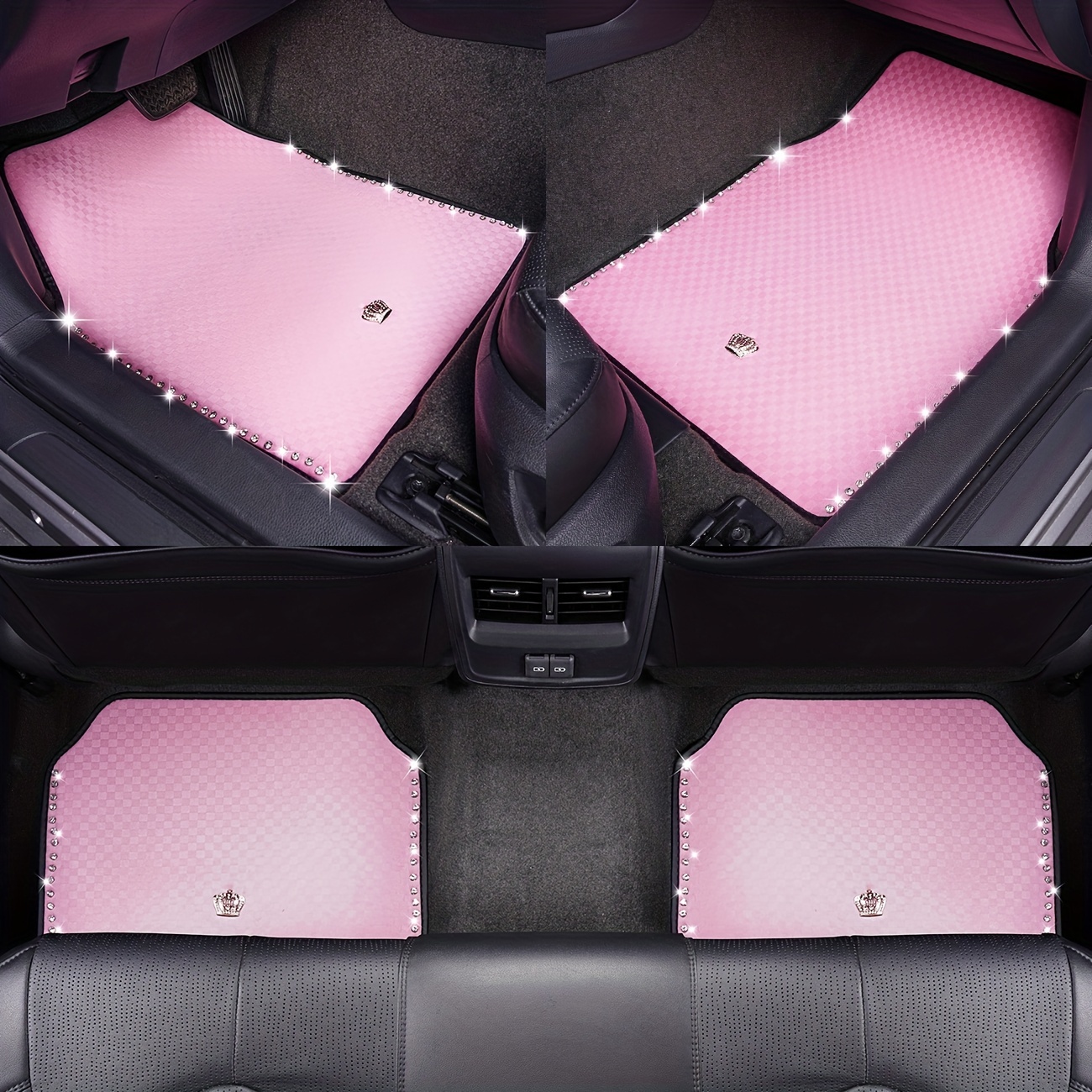 Car Floor Mats Universal Size Easy Clean Bling Rhinestones - Temu