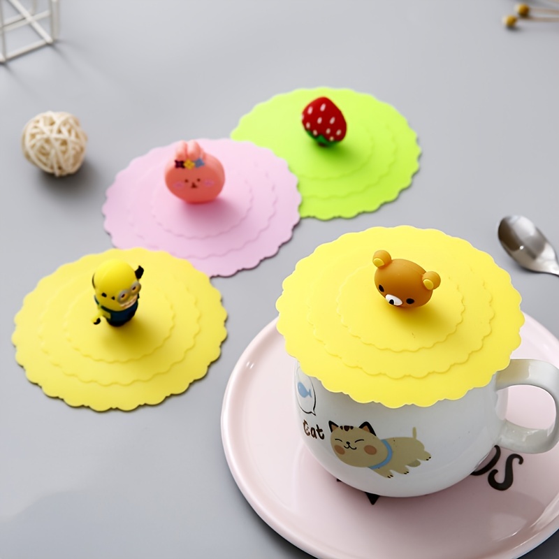 Cartoon Silicone Cup Cover Dustproof Leakproof Tea Coffee Sealed Lids Cap  Anti-dust Seal Suction Airtight Cup Reusable Tool