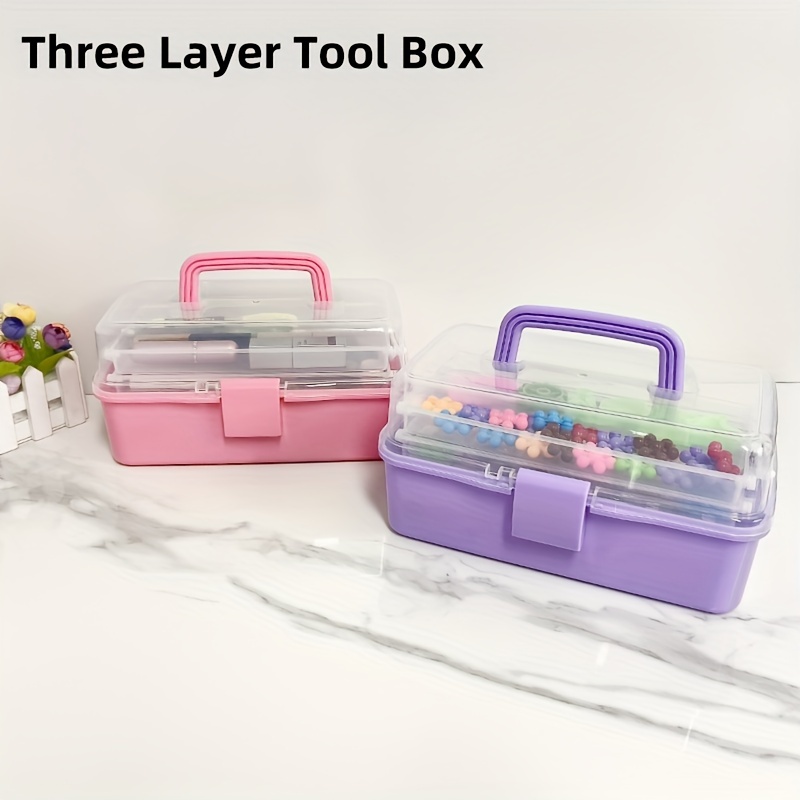 3 Layers Plastic Craft Storage Organizer Art Box Art - Temu