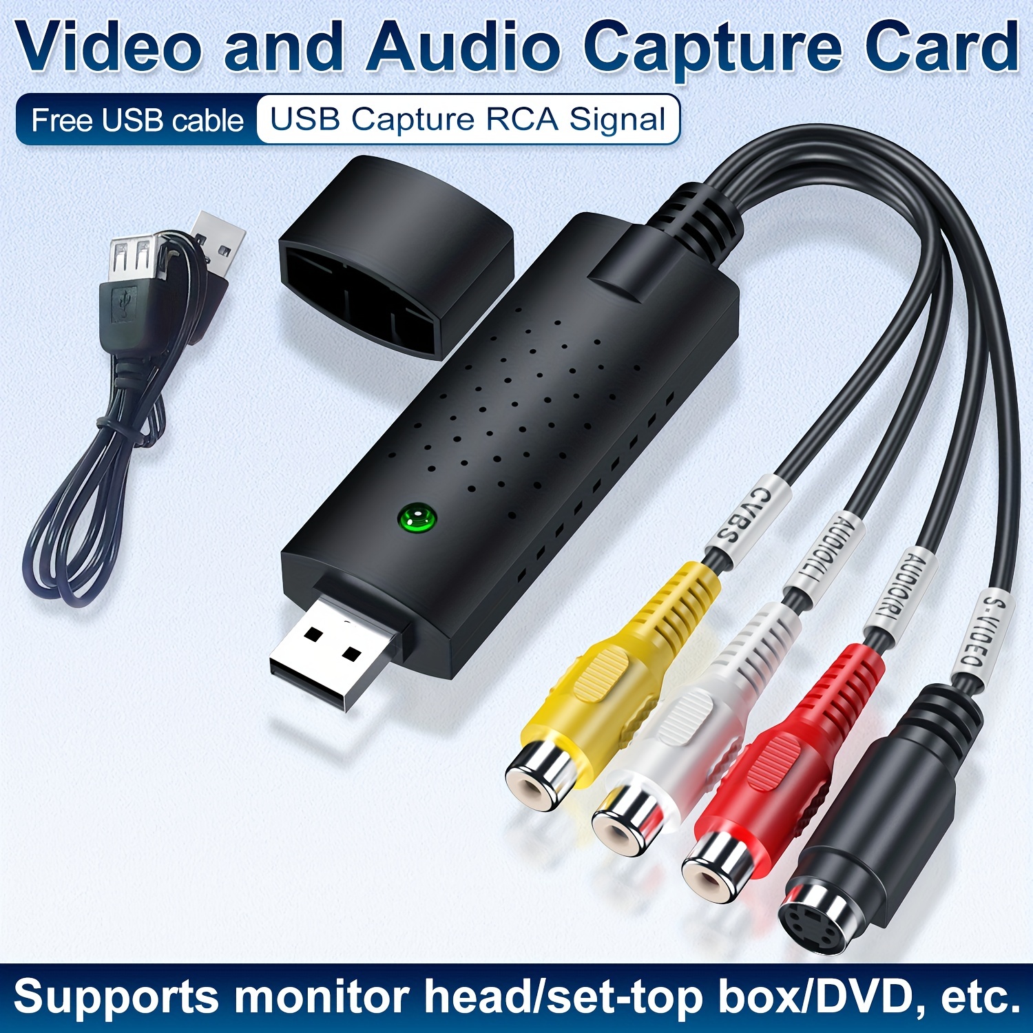 USB C 2.0 Audio Video Capture 4 Channel Video TV DVD VHS VCR USB Capture  Card Adapter Driver-free Digital Converter For PC