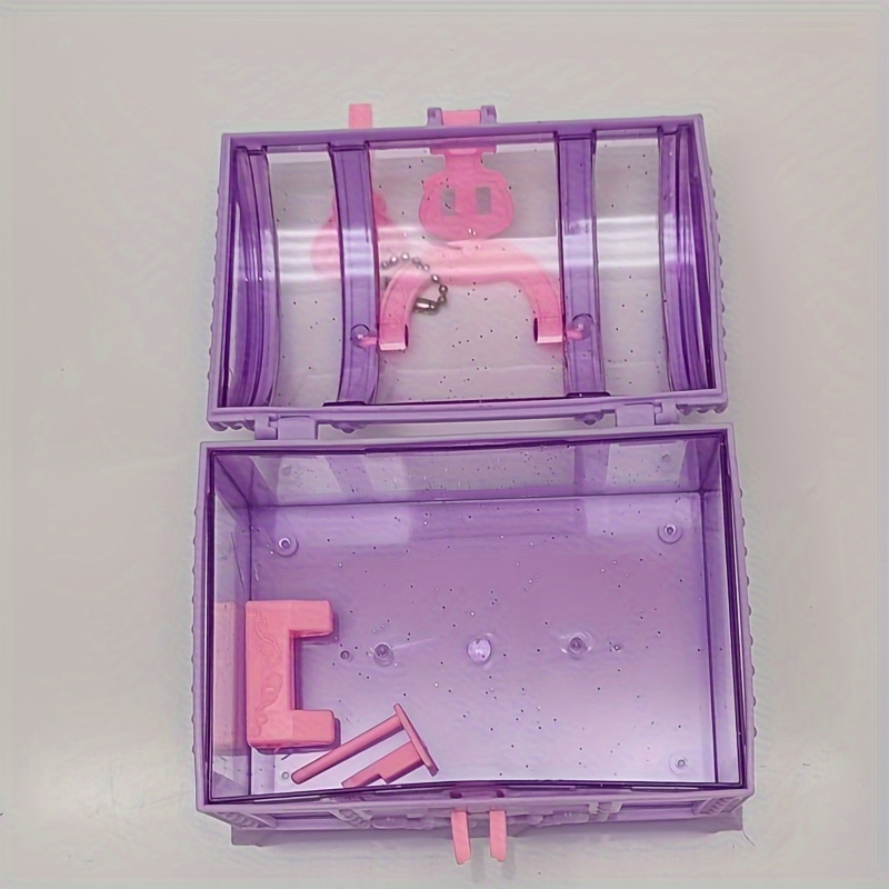 purple Cute Makeup Box Plastic Toy Box With Lock - Temu