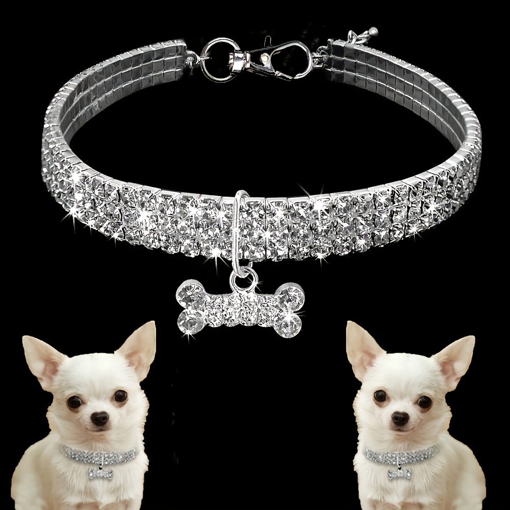 Pearl and Rhinestone Dog Collar Unique Dog Collars Small 