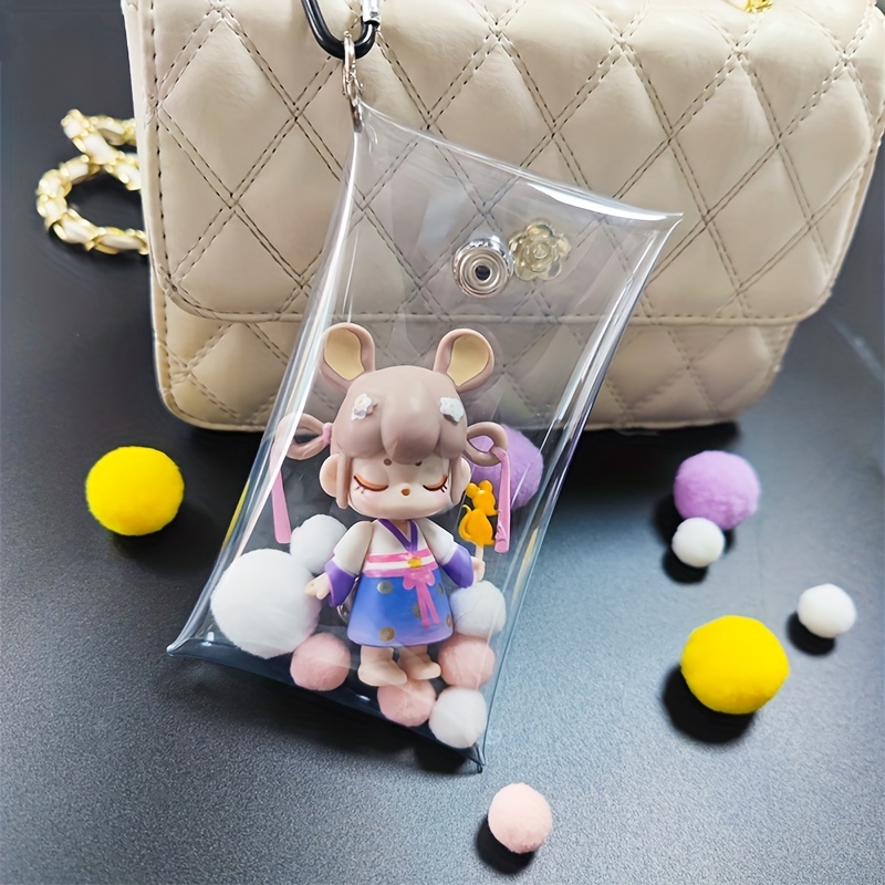 Circular Transparent Blind Box Storage Bag Transparent Mini Kawaii Girl  Showing Storage Pouch Clear Bag Anime Cartoon Dolls