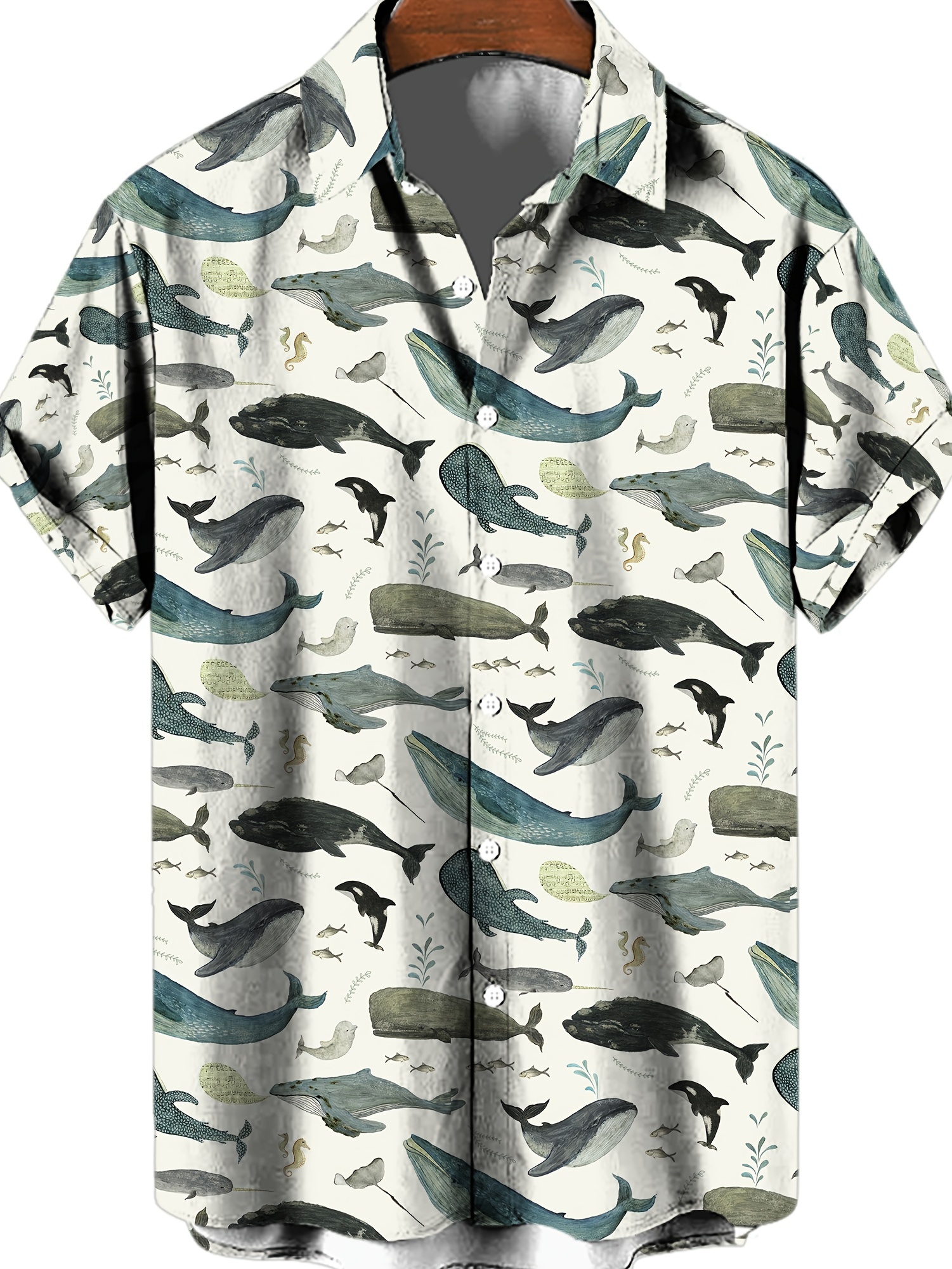 Men's Hawaiian Shirts Fish 3d Print Fashion Short Sleeve V - Temu