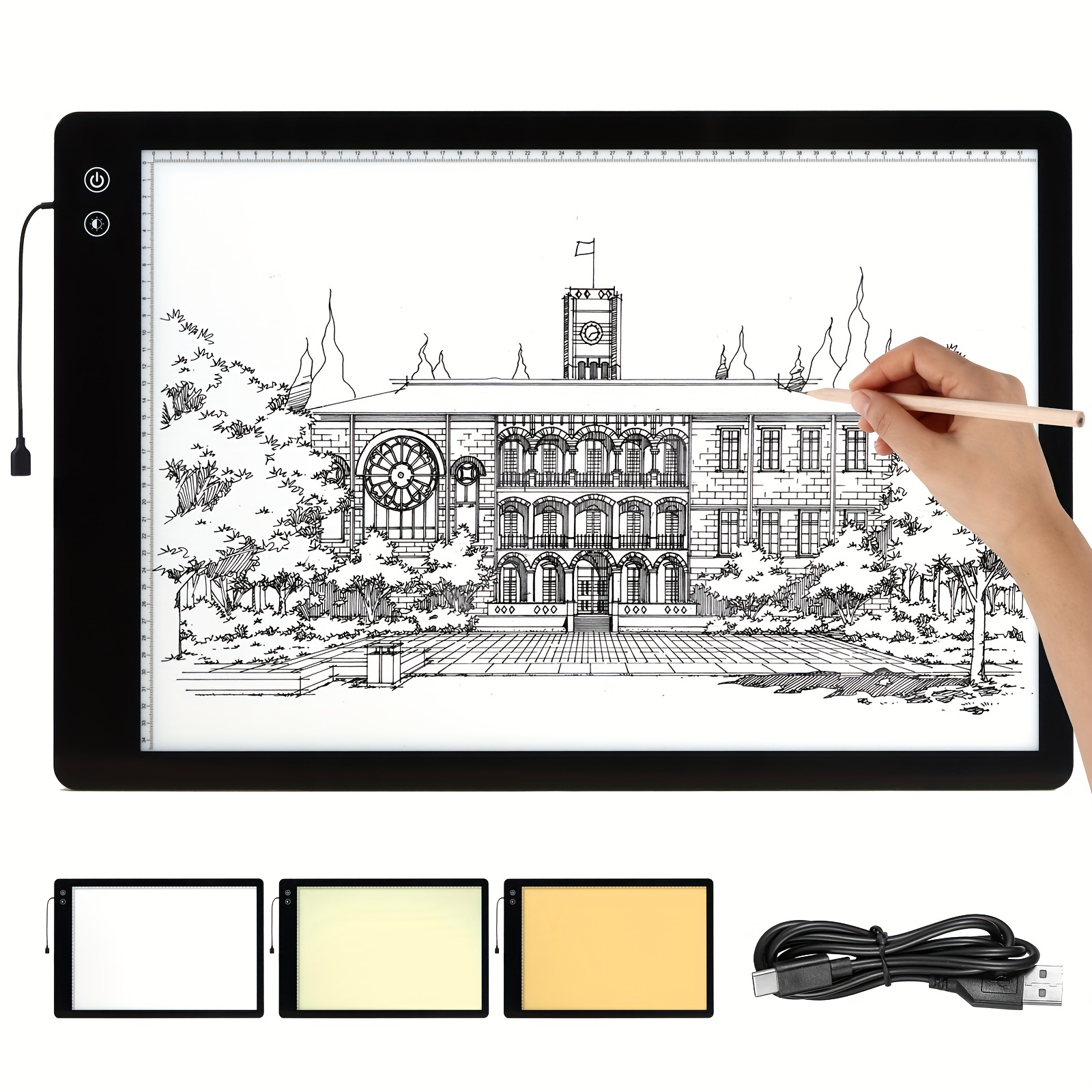 KOBAIBAN Rechargeable Large A2 Tracing Light Pad, 3 Colors Light Mode  Diamond Painting Cordless Light Board, 6-Level/Stepless Adjusted Brightness