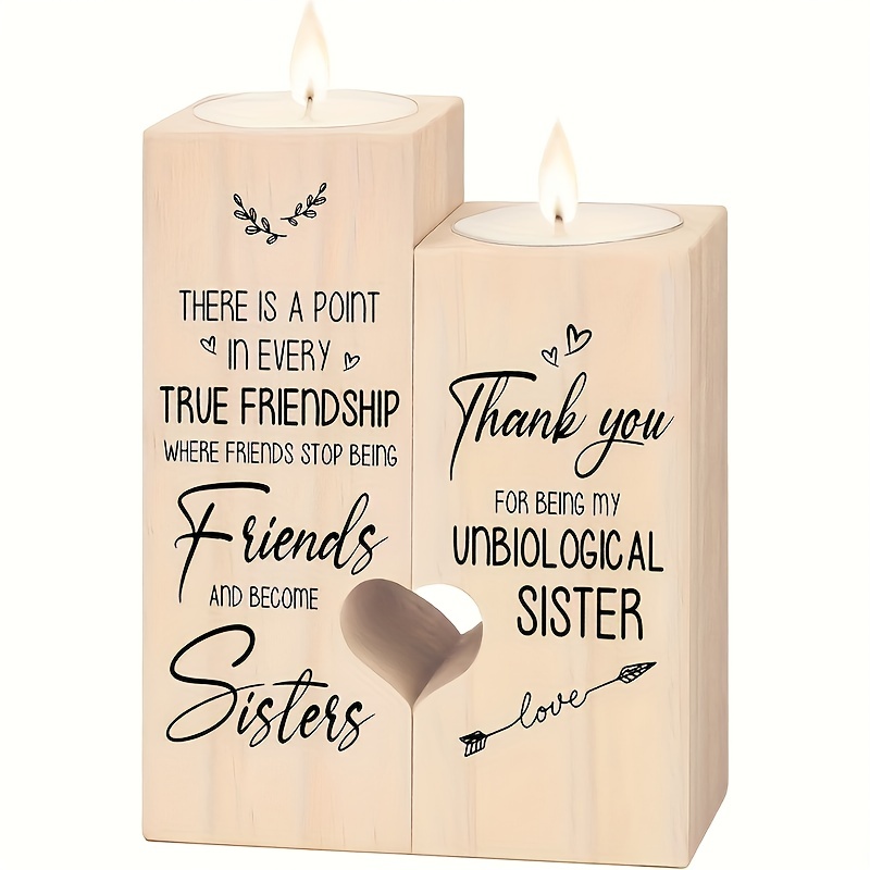 to My Bestie Candle Holder, Birthday Gifts for Friends Female Unbiological Sister Candle Friendship Candle Personalized Custom Woo