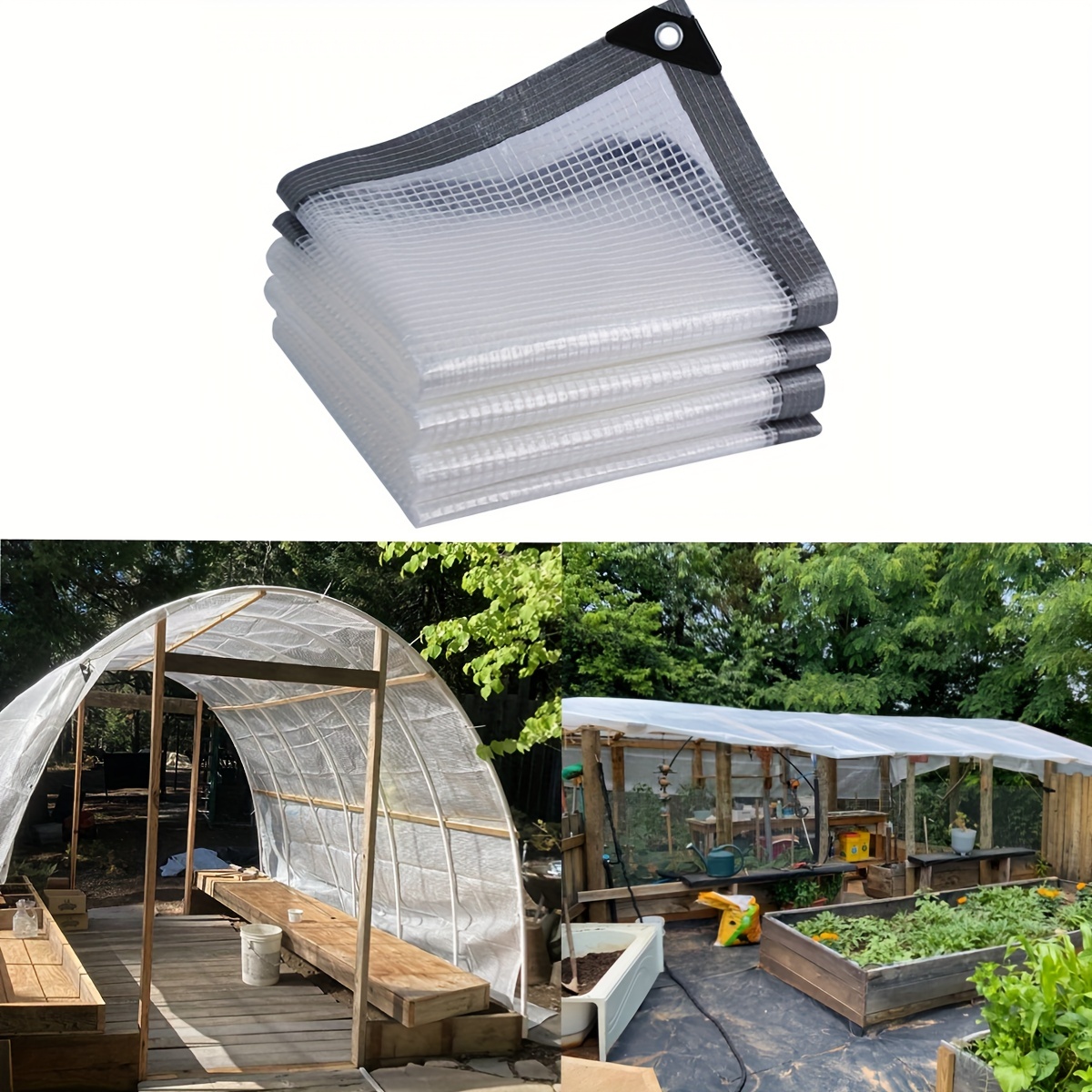 Cubierta para plantas U/D, lona de plástico transparente impermeable de  PVC, varios tamaños de lona transparente a prueba de lluvia con ojales,  toldo