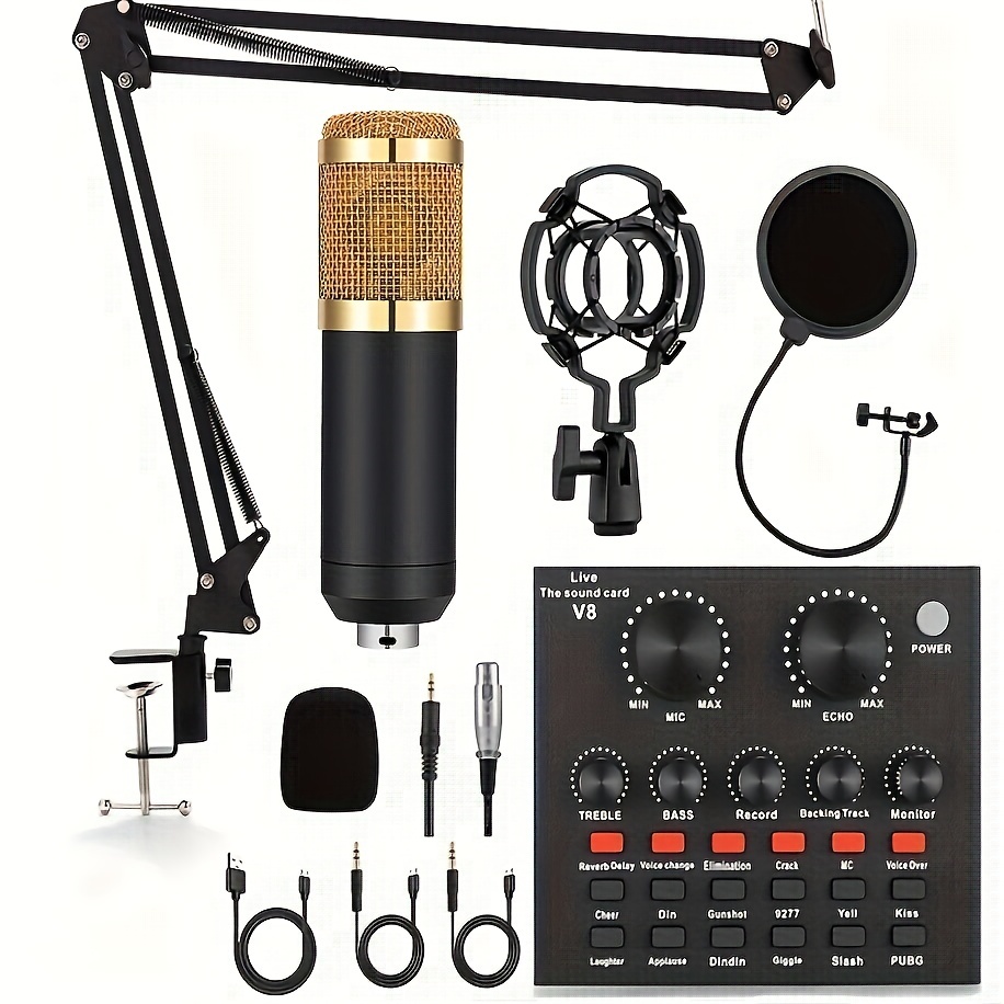 Podcast Equipment Bundle, BM-800 Recording Studio Package with Voice  Changer, Live Sound Card Audio Interface for Laptop Computer Vlog Living  Broadc