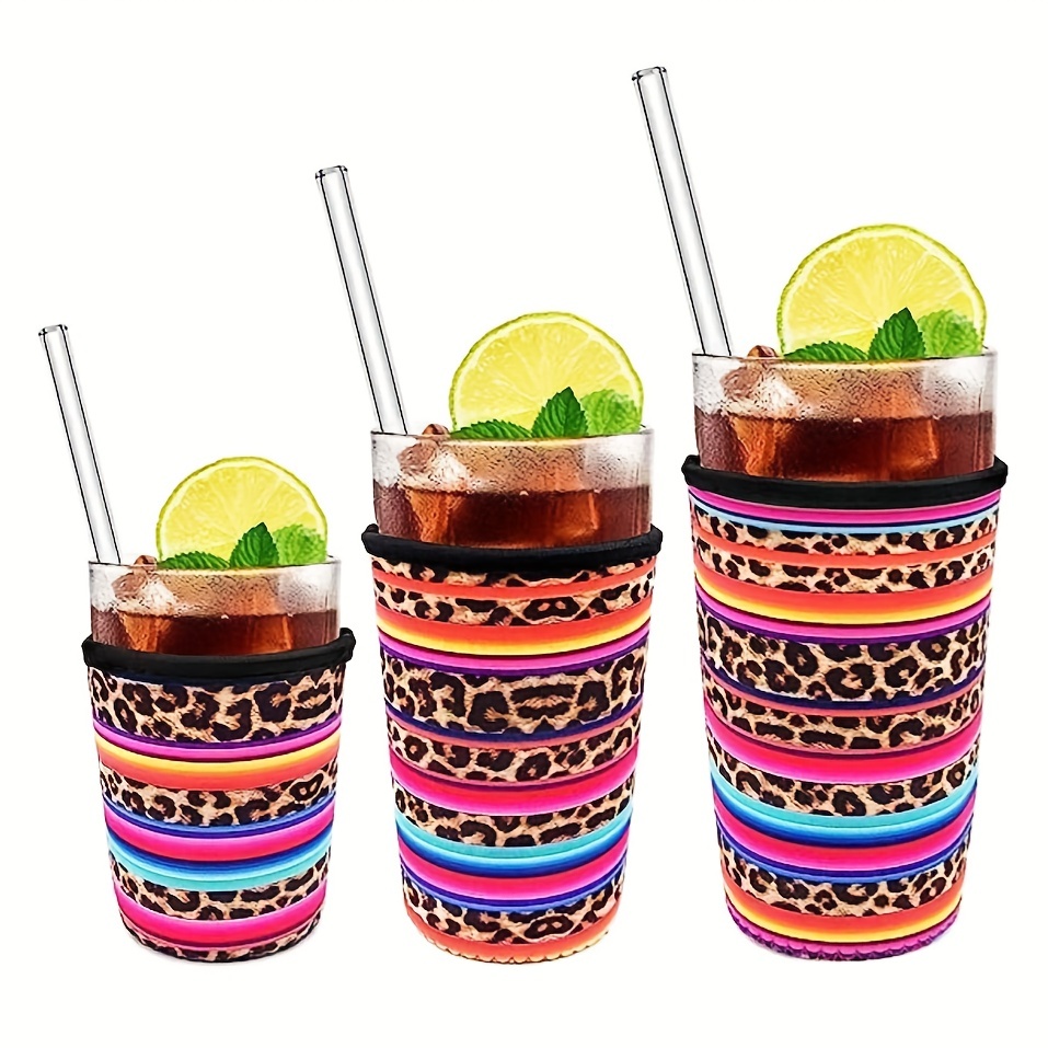 Black Glitter Cheetah Print Reusable Cold and Iced Coffee Cup Gift