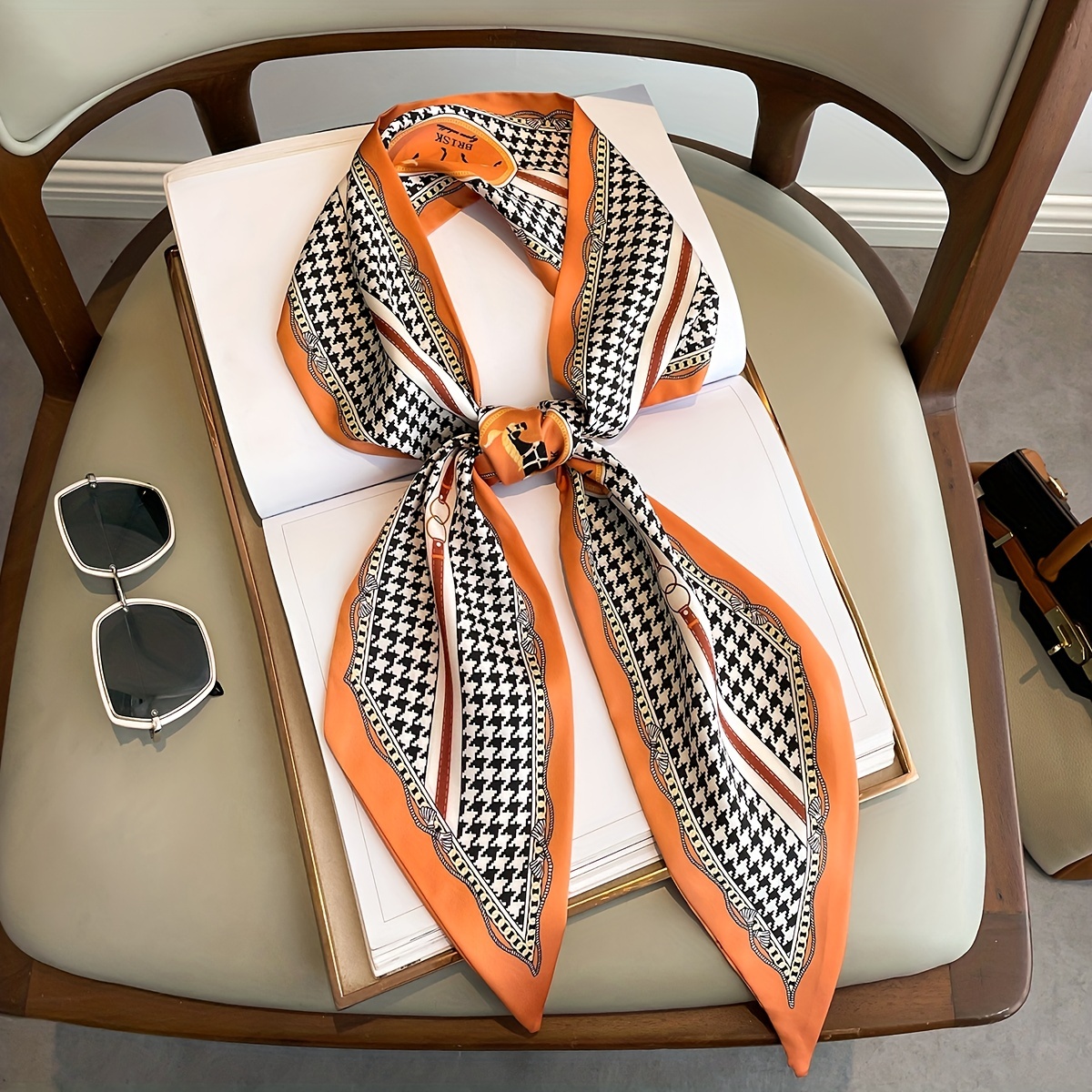 Houndstooth Print Skinny Scarf Elegant Classic Neck Tie Scarf Decorative  Bag Wrap Women Hair Ribbon Scarves Accessories - Temu