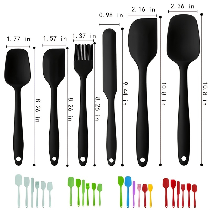 Black Rubber Spatula for Kitchen Use 10.8In Silicone Spatulas for Cooking  Heat