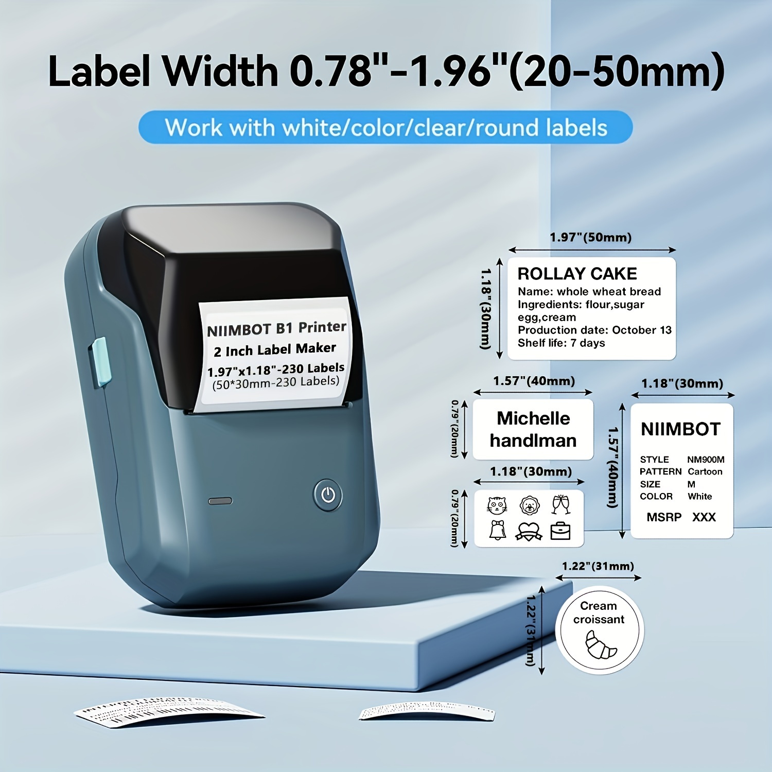 NIIMBOT B1 Étiqueteuse Bluetooth Mini Imprimante Etiquette portable  Autocollant