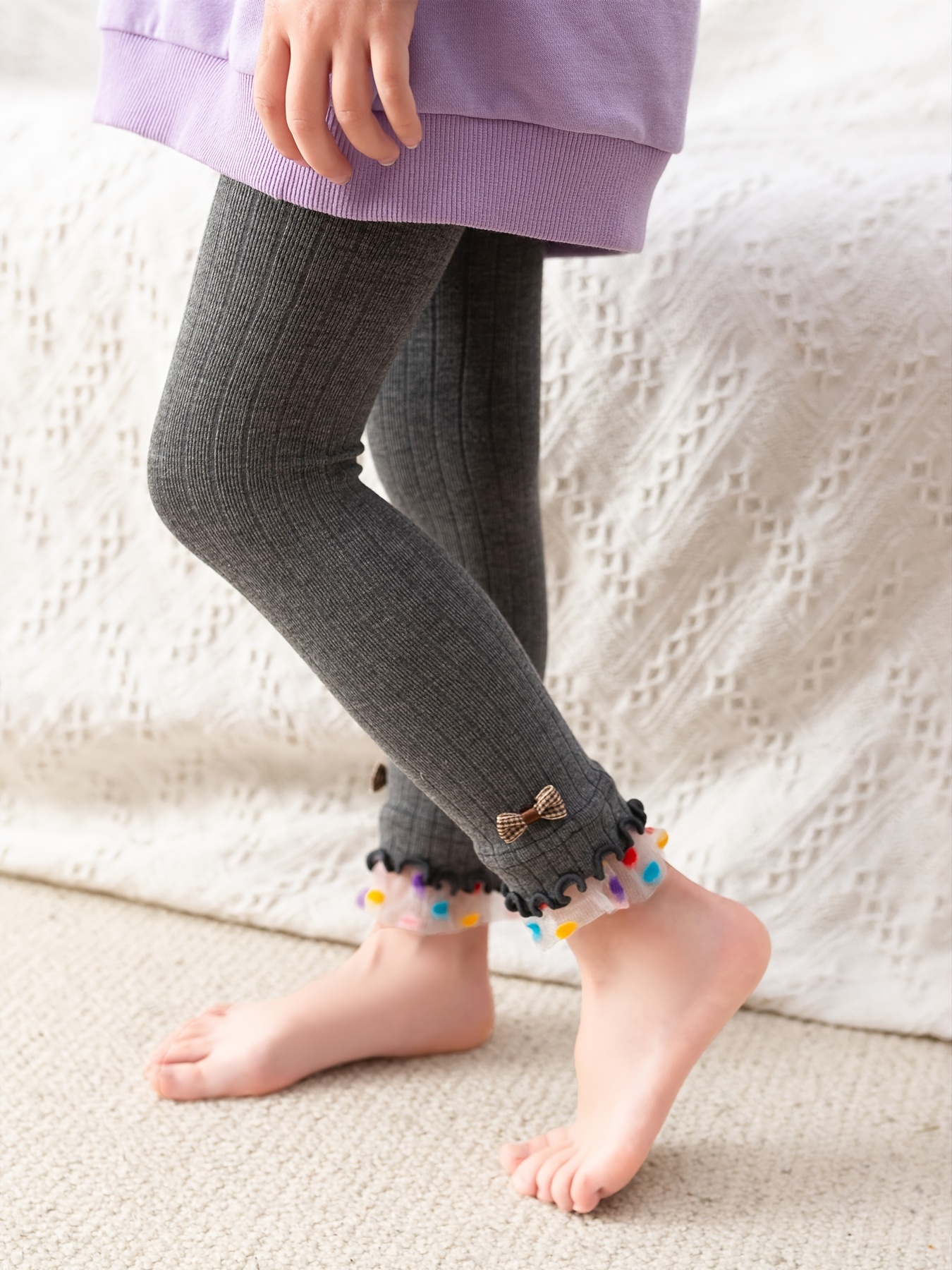 Girls Stretch Soft Leggings Footless Tights Color Block - Temu Austria