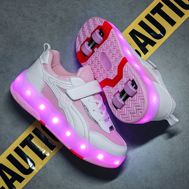 Chaussures À Roulettes Lumineuses LED Pour Fille Avec Fermeture  Auto-agrippante, Baskets Confortables À Roulettes Amovibles Pour Enfants Et  Adolescents En Plein Air - Temu France