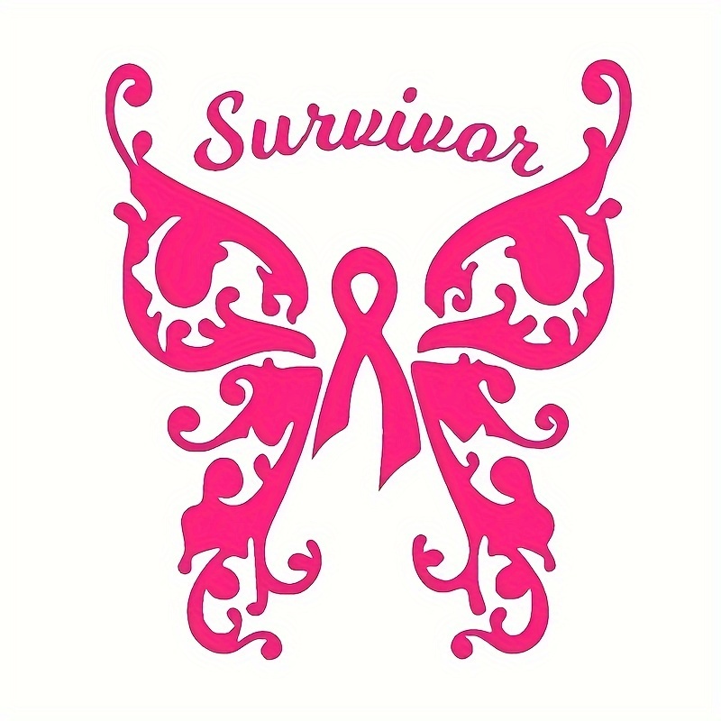 Breast Cancer Awareness Ribbon Vinyl Butterfly Cute Die Temu