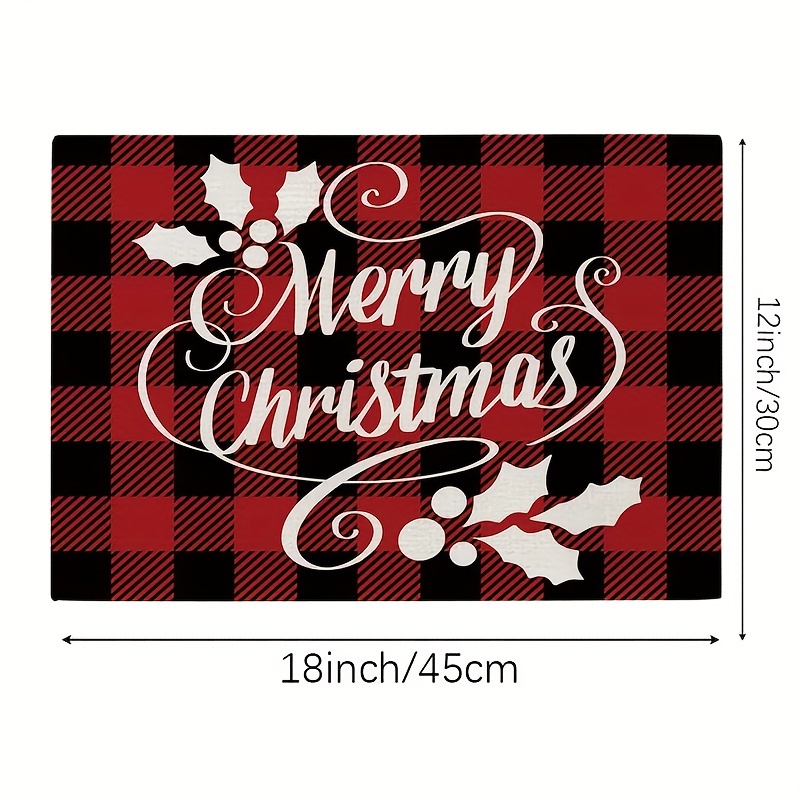 Christmas Placemat For Dining Table, Red And Black Buffalo Plaid